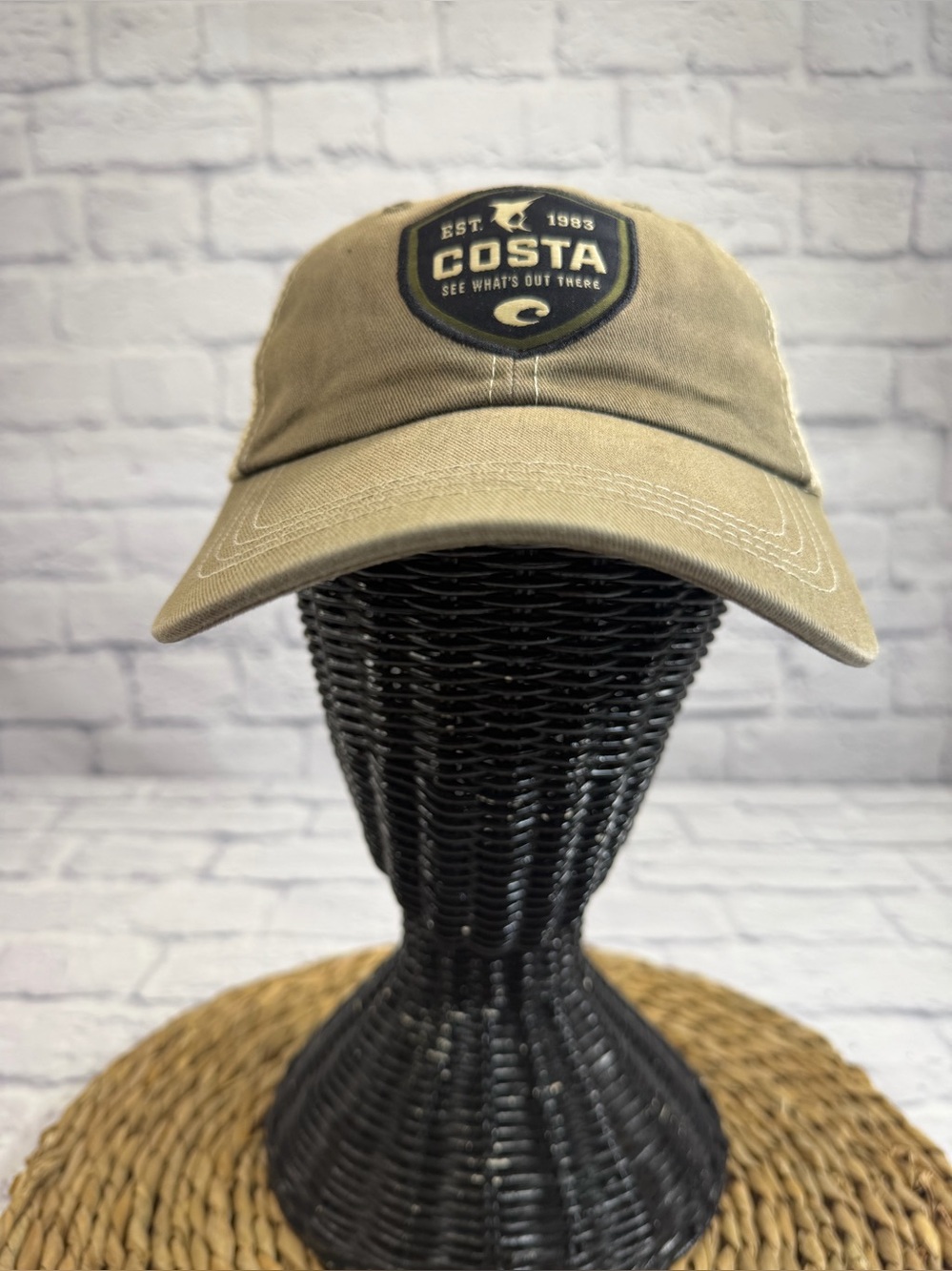 Costa Tan Trucker Hat with Black Patch